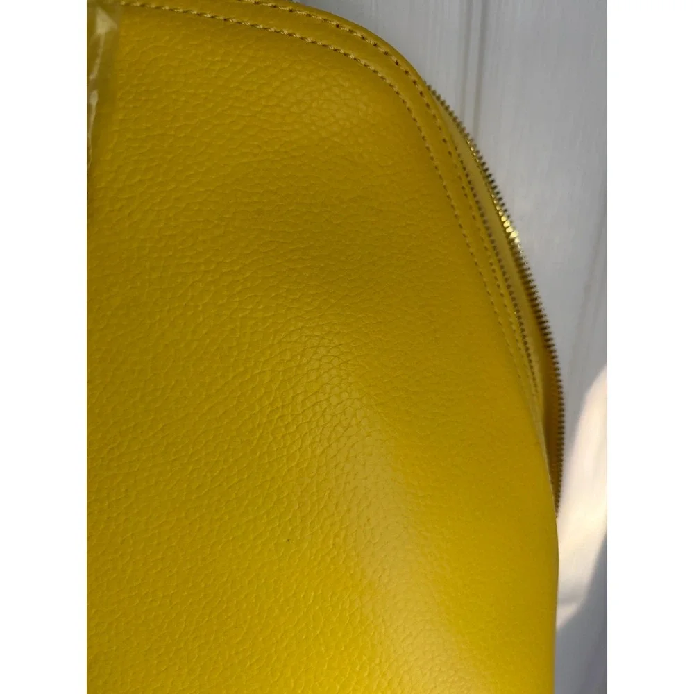 Joy & Iman Yellow Tan Split Leather Satchel Handbag Set with Wallet and Clock
